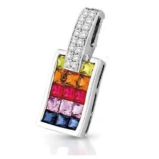 Asher Collection Rainbow Sapphire Pendant Pendant Slides Jewelry
