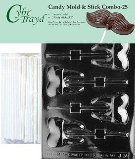 Cybrtrayd 45St25 J034 Tooth Lolly Chocolate Candy Mold with 25 Cybrtrayd 4.5" Lollipop Sticks Kitchen & Dining