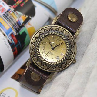 Fashion Leather Women Vintage Watches Roman Number Lady Dress Wristwatches Brown  Players & Accessories