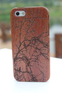 Dealinthebox Bird Tree Natural Dark Walnut Wooden Hard Wood Cover Case for Apple iPhone 5 Cell Phones & Accessories