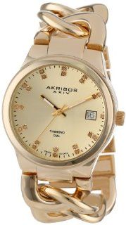 Akribos XXIV Women's AK608YG Impeccable Diamond Swiss Quartz Twist Chain Bracelet Watch Akribos XXIV Watches