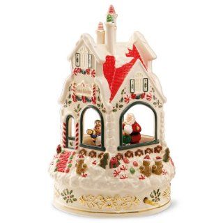Lenox Holiday Carved Santa's Bake Shop Centerpiece   Holiday Collectible Buildings