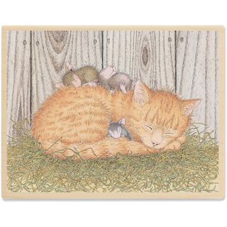 House Mouse Mounted Rubber Stamp 3.75"X5" Cat Nap Stampabilities Wood Stamps