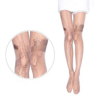 Mordor Wholesale Fashion Machine Gun Transparent Tattoo Tights Leggings Pantyhose Stockings MH  Moisturizing Socks  Beauty