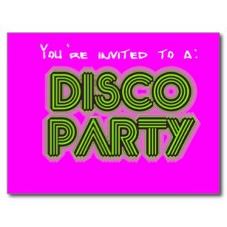 Invitation to a disco party postcard