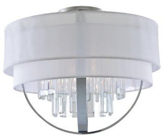 DVI Lighting DVP14112CH W&W Semi Flush Mount with White Organza and Sateen White Shades, Chrome Finish   Close To Ceiling Light Fixtures  