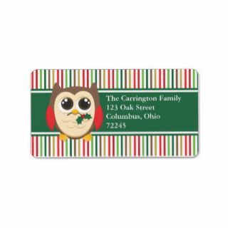 Little Owl Mistletoe Christmas Custom Address Label