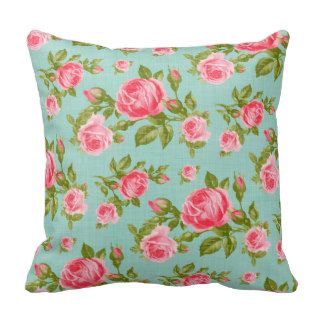 Girly Vintage Roses Floral Print Pillow