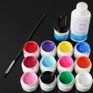 15 pc 12 Color UV Gel Cleanser Glitter Nail Art Set 