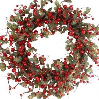 Mills Floral Company 596I0636 Glossy Berry Wreath Red   Red Size 24 in. Wreath   Christmas Wreaths