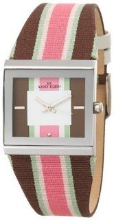 Anne Klein Women's 109031WTPK Trend Square Case Grosgrain Strap Watch Watches