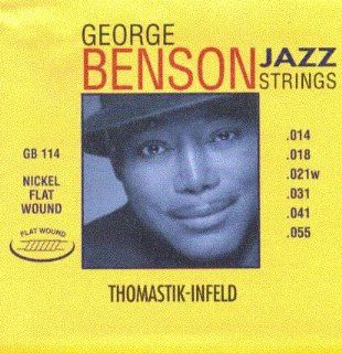 Thomastik Infeld Electric Guitar Flat Wound Heavy George Benson Jazz Series, .014   .055, GB114 Musical Instruments