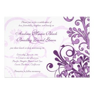 Purple and White Floral Wedding Invitation