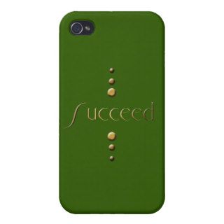3 Dot Gold Block Succeed & Green Background Cases For iPhone 4