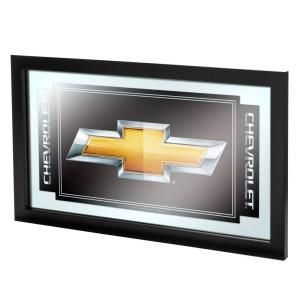 Trademark Chevy Chevrolet Bow Tie 15 in. x 26 in. Black Wood Framed Mirror GM1500CH