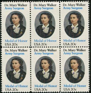DR MARY WALKER ~ SURGEON ~ CIVIL WAR ~ MEDAL OF HONOR #2013 Block of 6 x 20 US Postage Stamps 