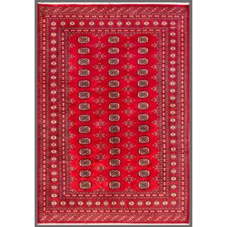 Pakistani Hand knotted Bokhara Red/ Ivory Wool Rug (5'7 x 7'10) 5x8   6x9 Rugs