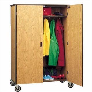 Fleetwood 15.620X 72" H Student Wardrobe Cabinet with Locking Doors Color/Trim Light Oak/Brown, Storage With Steel Rod 