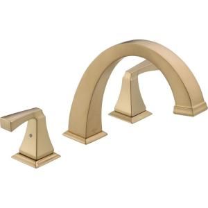 Delta Dryden 2 Handle Deck Mount Roman Tub Faucet Trim Kit Only in Champagne Bronze (Valve Not Included) T2751 CZ