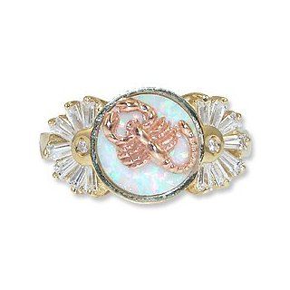 14k Yellow and Rose Gold, Bold Scorpion Ring with Lab Created Opal and Gems Jewelry