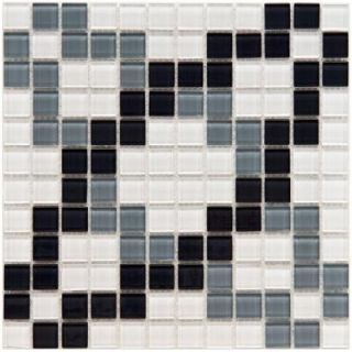 Merola Tile Spectrum Floral Monochrome 11 3/4 in. x 11 3/4 in. x 5 mm Glass Mosaic Wall Tile GDXSFM
