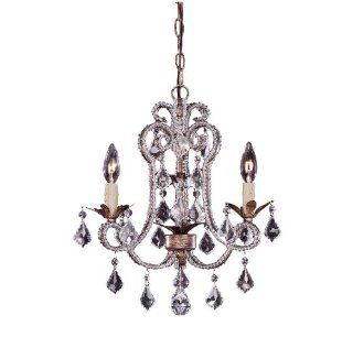 Aurora Lighting Burnished Gold Finished Mini Chandelier With Clear Crystals Shades    