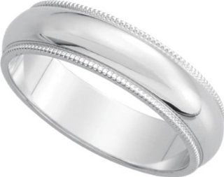Jewelplus Milgrain Wedding Band   SIze 14, 2.5mm   8mm 14K White 05.00 Mm Jewelry