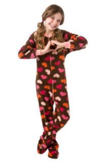 Big Feet Pjs Kids Chocolate Brown with Hearts 606 Clothing