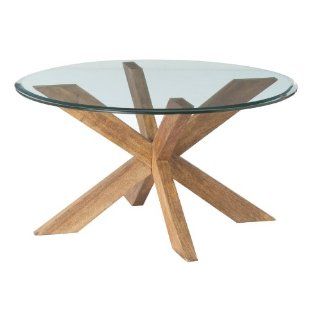 Genève Wood Glass Danish Modern Coffee Table  