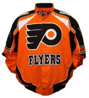 NHL Philadelphia Flyers Mainline Cotton Twill Jacket (Orange/Black, X Large)  Sports Fan Outerwear Jackets  Clothing