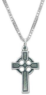 0.925 Sterling Silver Irish Celtic Cross Pendent and 16, 18, 20 or 24 inch 1mm box chain Necklace Jewelry