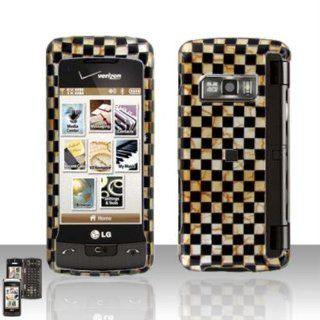 For LG enV Touch VX11000 (Verizon)   Design Snap on Protector Case   Golden Checkered Cell Phones & Accessories