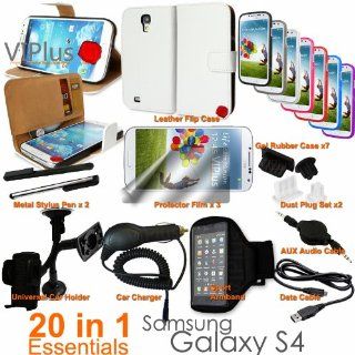 Generic 20in1 Accessory Bundle Kit for Samsung Galaxy S4 Leather Case Holder Charger White Cell Phones & Accessories