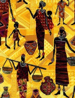 Zuri Kenta African Ladies Africa Cotton Fabric Print By the Yard D574.42