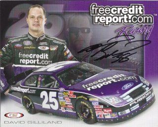 Autographed David Gilliland #25 freecreditreport NASCAR Hero/Driver Card Sports Collectibles