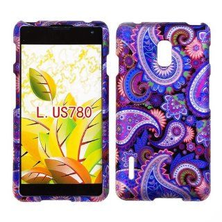 2D Purple Paisley LG Optimus F7 US780 Boost Mobile U.S Cellular Case Cover Hard Case Snap on Cases Rubberized Touch Protector Faceplates Cell Phones & Accessories