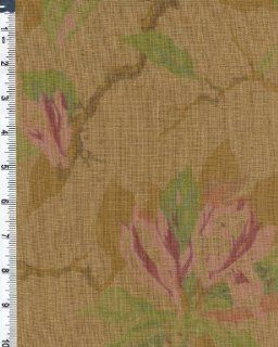 Decorator Linen Weathered Rose Print Fabric By the Yard, Antique Gold 634