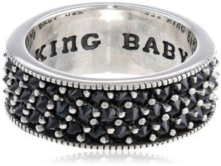 King Baby Men's "Reverse Set" Black Cubic Zirconia with Wide Band Jewelry