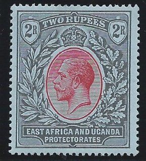 East Africa and Uganda Protectorates, Scott #50 Mint, King George V, 2r black & red on blue, Scarce Postage Stamp  Collectible Postage Stamps  