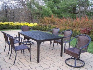 Oakland Living Rochester 7 Piece 67 by 40 Inch Tuscany Dining Set with 2 Swivel Chairs  Outdoor And Patio Furniture Sets  Patio, Lawn & Garden
