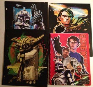 Star Wars Clone Wars   3 School Folders and 1 Spiral Notebook   Yoda, Anakin Skywalker, and Captain Rex  Project Folders 