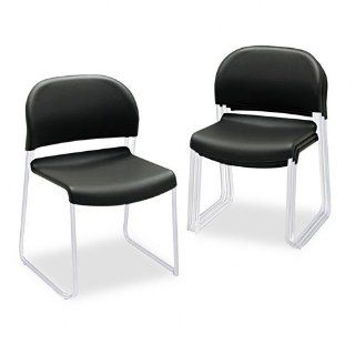 HON Gueststacker Chair, Black with Chrome Legs, Four/carton