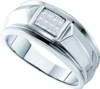 Real Diamond Wedding Engagement Ring 0.25CTW DIAMOND INVISBLE MENS RING 14K White gold Jewelry