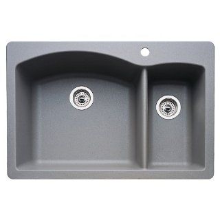 Blanco 511 643 Diamond 1 1/2 Bowl Kitchen Sink, Metallic Gray Finish   Double Bowl Sinks  