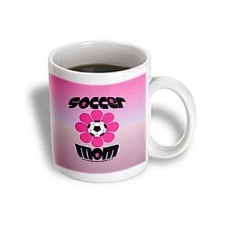 3dRose Soccer Mom Flower Ceramic Mug, 11 Ounce Kitchen & Dining