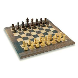 Grand Staunton Solid Walnut Chess Set   Weighted Pieces & Solid Walnut Wood Chessboard   20 in. Toys & Games