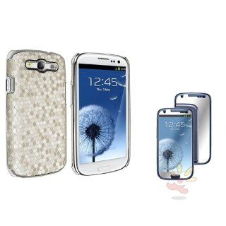 Everydaysource Compatible with Samsung Galaxy S III / S3, White Chrome Rear Snap on Leather Case + Mirror Screen Protector Cell Phones & Accessories