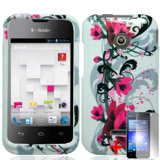 HUAWEI PRISM 2 U8686 RED FLOWER VINE WHITE COVER SNAP ON HARD CASE +FREE SCREEN PROTECTOR from [ACCESSORY ARENA] Cell Phones & Accessories
