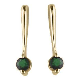 14K Yellow Gold Emerald Drop Earrings Jewelry