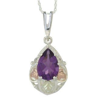 Black Hills Pendant in Sterling Silver with Amethyst (9 X 6 mm Pear shaped) Black Hills Gold Jewelry by Coleman Jewelry